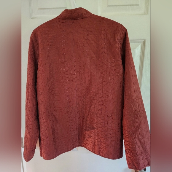 Alfred Dunner Rust Bronze Embroidered Lightweight Jacket Open Cardigan, size 12 - Picture 2 of 4